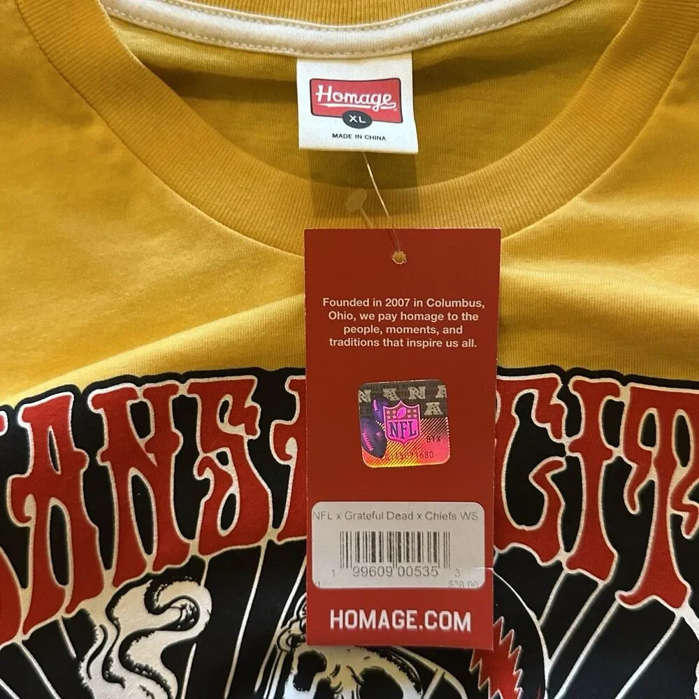 Homage NFL Kansas City Chiefs X Grateful Dead T-Shirt Men's XL NWT - Picture 12 of 16